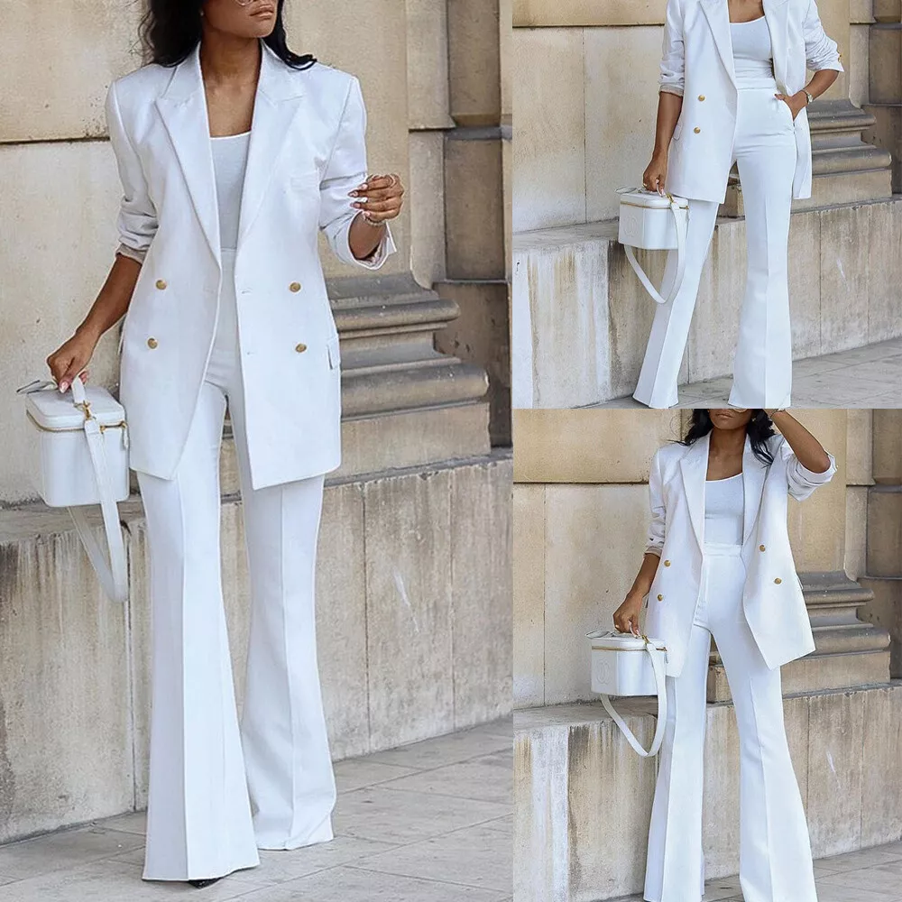 White Formal Pants Suits Women  White Business Suits Women - Plus