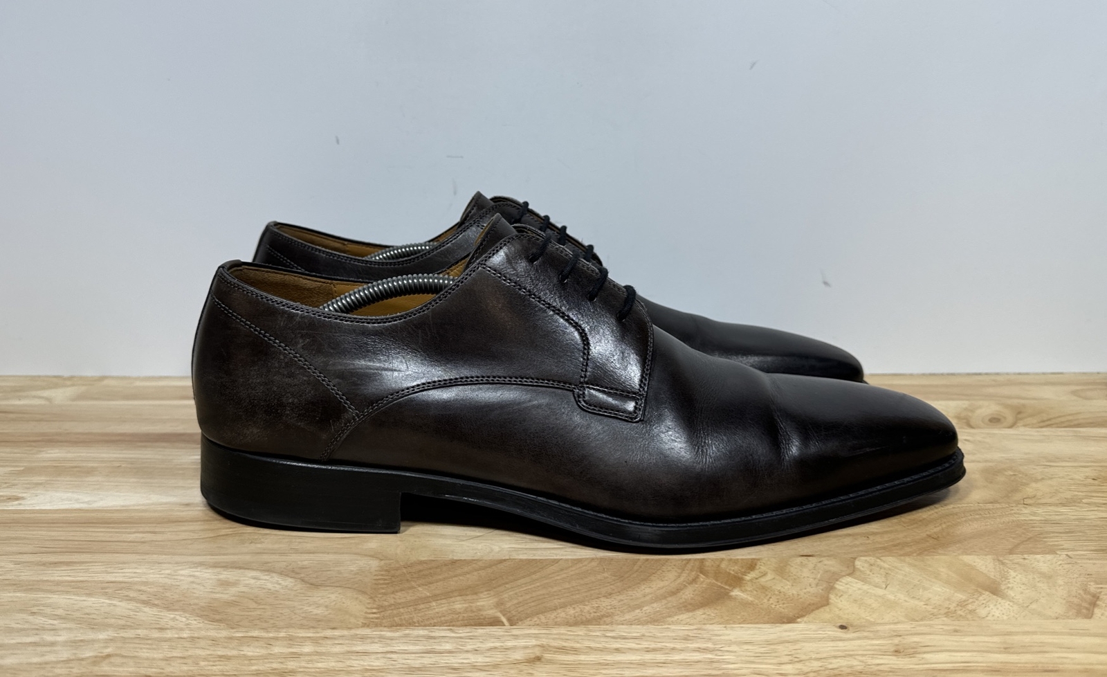 SAOLA Scarpe eleganti Magnanni Derby cavaliere punta liscia quadrata taglia 13 marrone scuro 23478