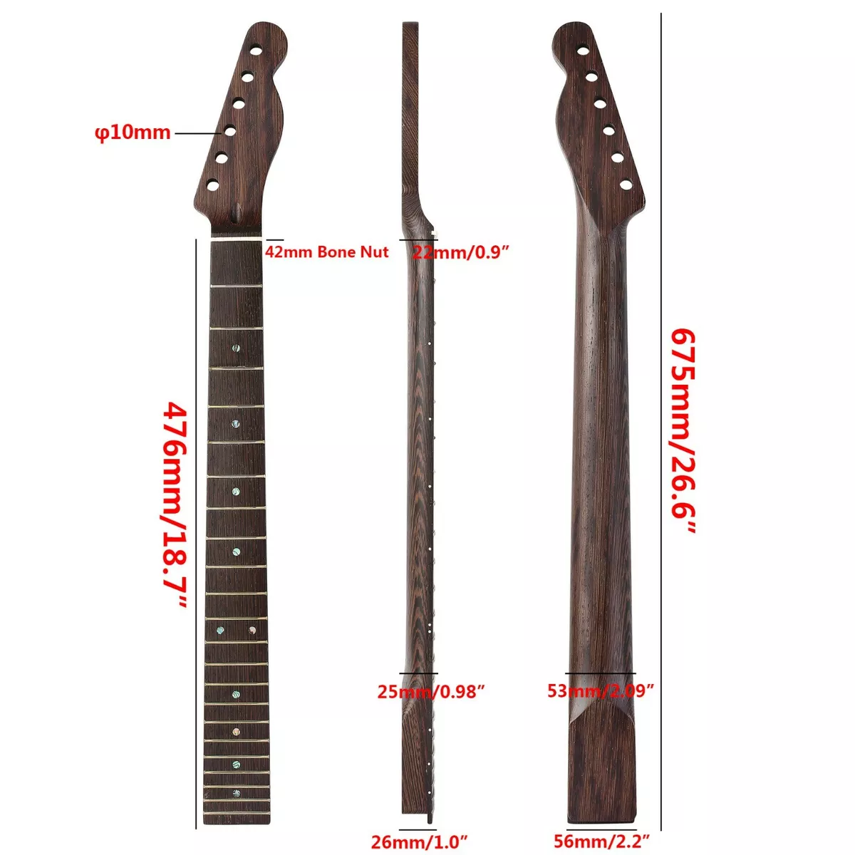 Best Electric Guitar Neck Wenge 6 Strings Satin Matte 22 Frets 25.5inch TL style