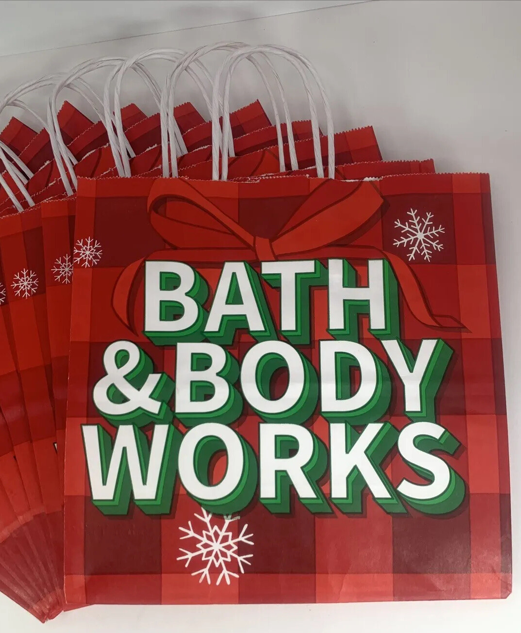 Lot of 10 Bath & Body Works Empty Holiday Paper Bags Large Brand New 10” X 10”