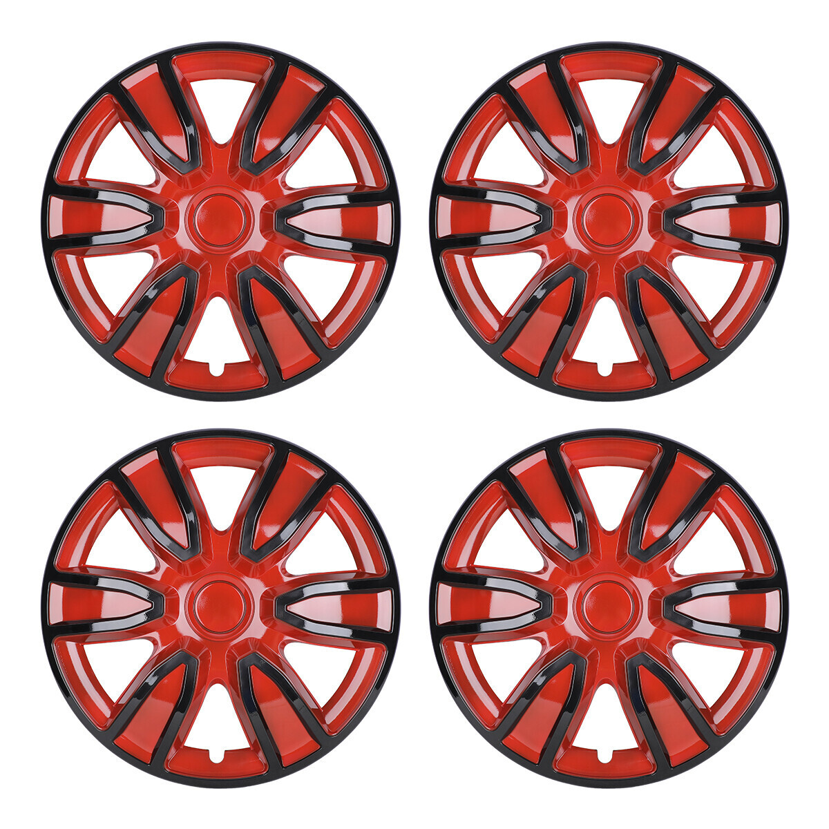 4PCS Black Red Lacquer 14 Inch Universal Snap On Hubcaps
