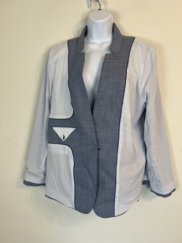 Women's Gray Talbots Clergy Neck Blazer. 14. 65% Polyester/ 33% Viscose/ 2% Span - Picture 12 of 18