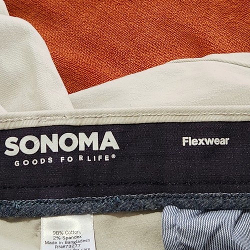 Sonoma Pants For Men Size 38x20 Straight Flexwear Color Ivory B1 - Picture 14 of 15