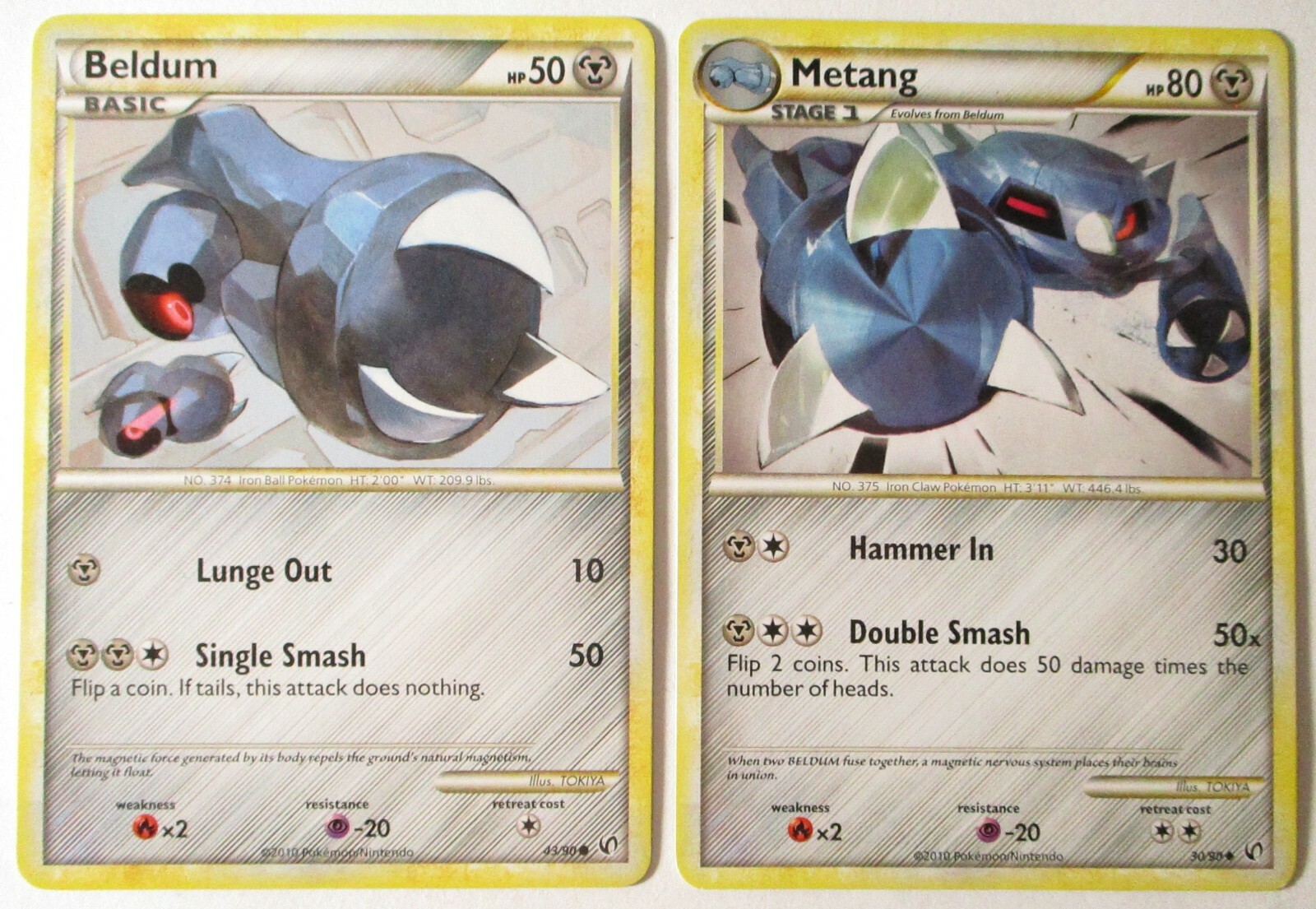 Beldum 43/90 & Metang 30/90 HGSS Undaunted 2 Pokemon Card