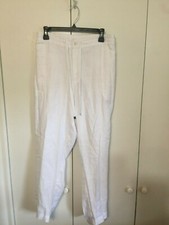 NWT Ralph Lauren LRL Womens Classic White 100 Linen Trouser Pants 22W Washable