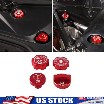 Red Alloy Engine Oil Cap Radiator water tank Cap Overlay Fits Corvette C8 20-26
