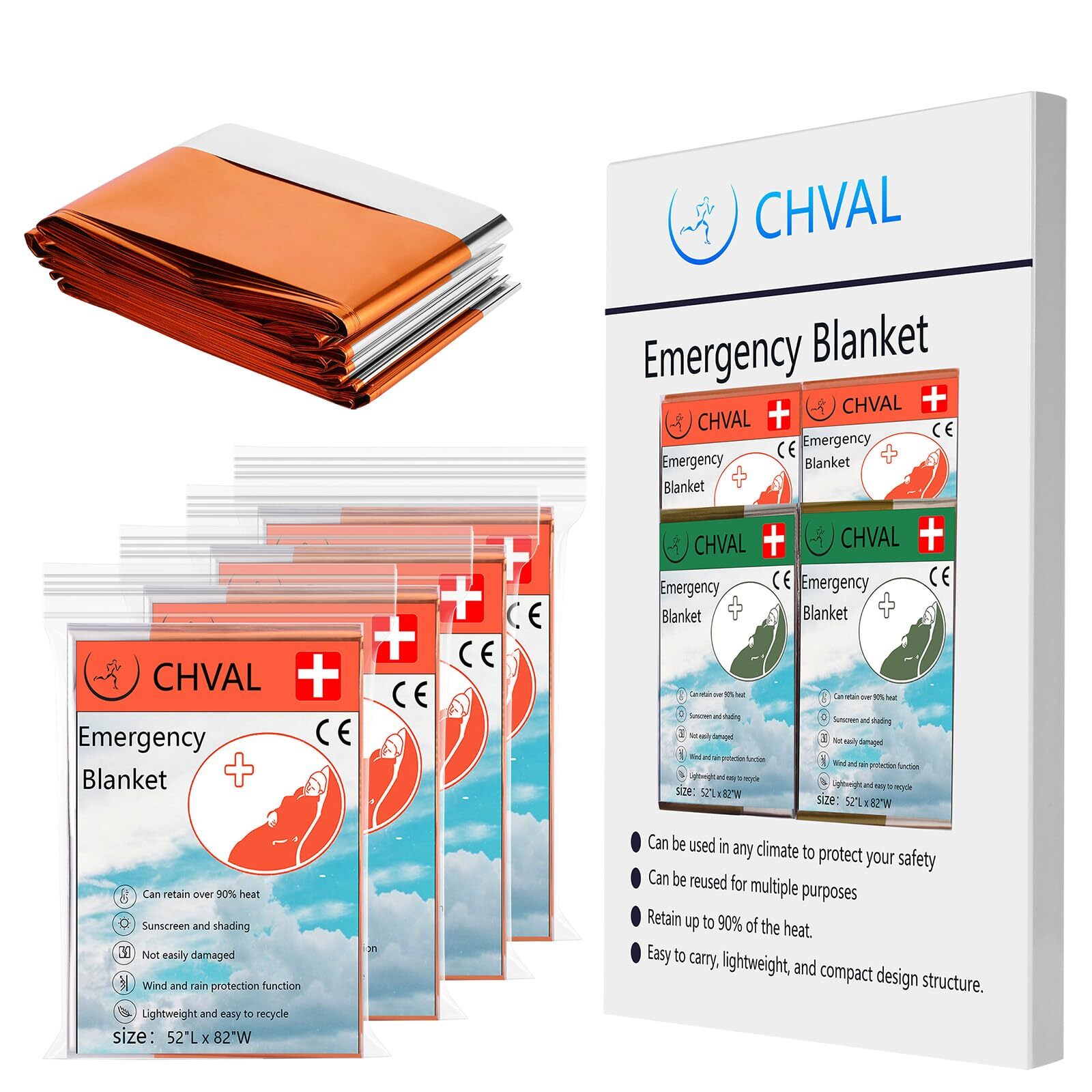 Survival Blanket Emergency Mylar Thermal Blankets, Portable Space Orange