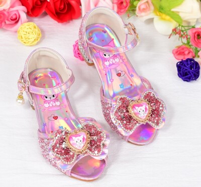 Cute Kuromi Girls Sandals Cartoon Princess Crystal Sequin Summer