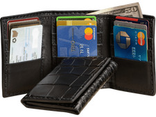 Black Alligator Trifold Wallet Quality USA Handcrafted