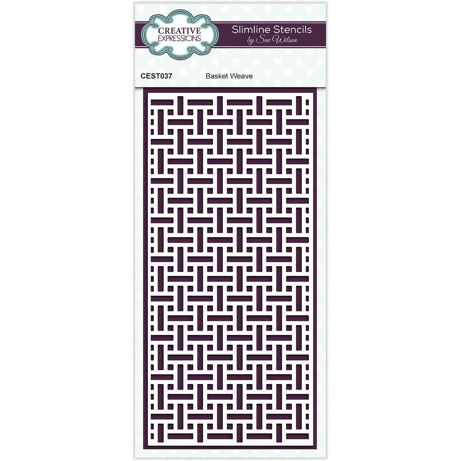 Creative Expressions Basket Weave Slimline Plastic Stencil Birthday Card Making