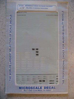 Microscale Decal HO 87-478 ITEL Rail 10 Pack & 4 Pack Cars Decal Sheet