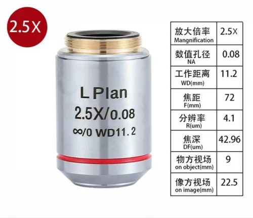 WD Long Working Distance Infinity Plan Achromatic Microsocpe Objective Lens - Picture 13 of 18