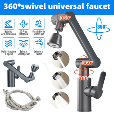 Swivel Faucet Bathroom Sink Faucet w/Big Angle Rotate Spray for Bathroom Kitchen