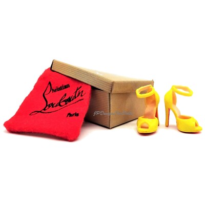 Christian Louboutin Barbie Gold Label YellowAnkle Wrap Peeptoe High Heels NEU