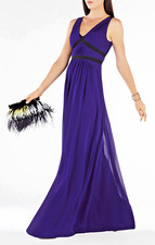 BCBG MaxAzria 'Aurica'  Purple Georgette Double-V A-Line Formal Gown 2 NEW 448