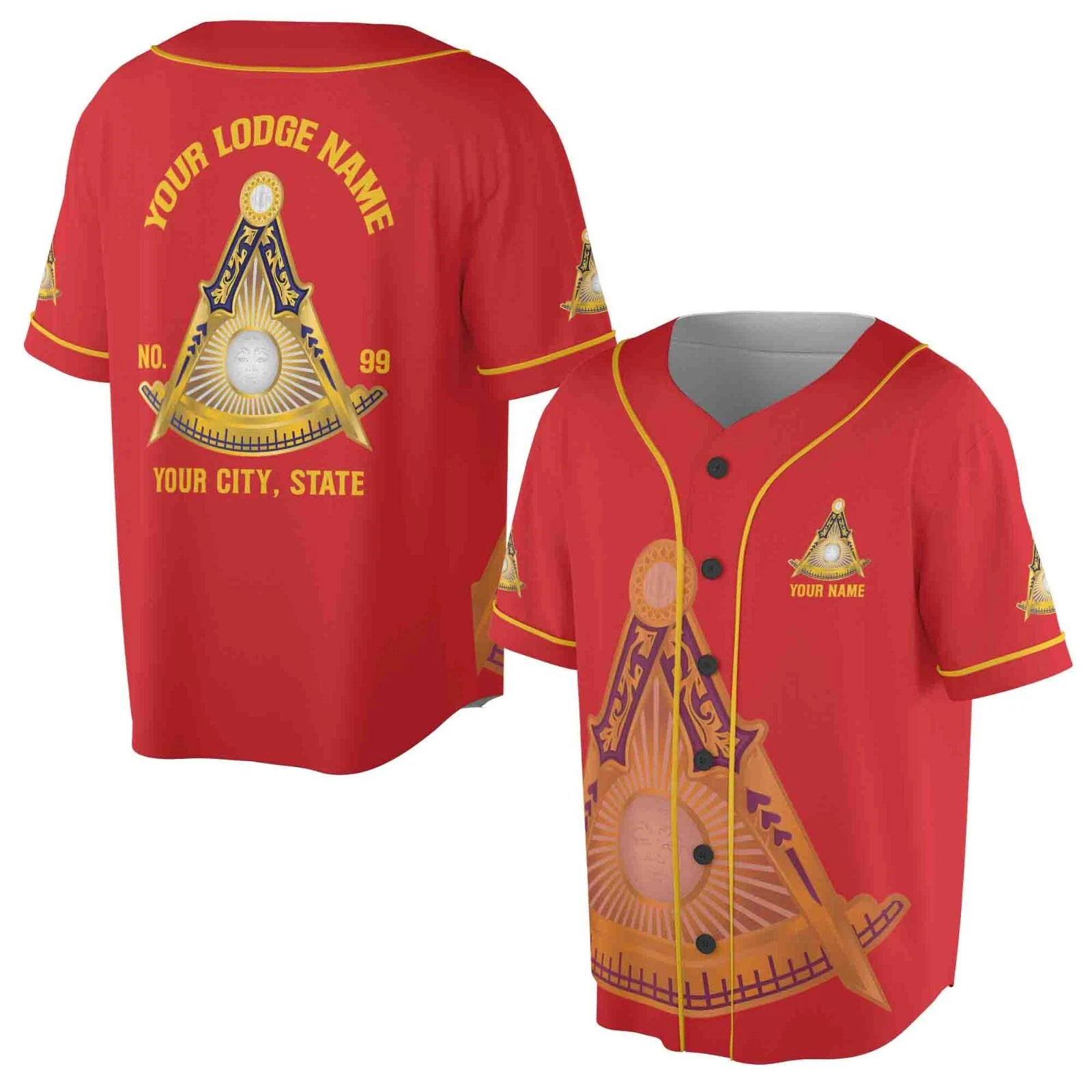 Customized Freemasonry Past Master Masonic Multi-color Baseball Jersey