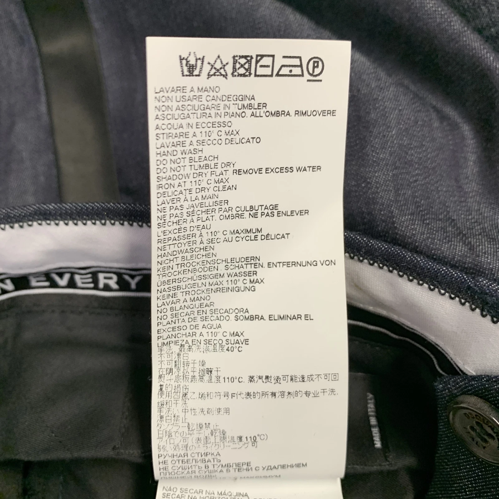 Pantaloni eleganti DSQUARED2 taglia 30 nero indaco bordo a contrasto cotone piatto davanti