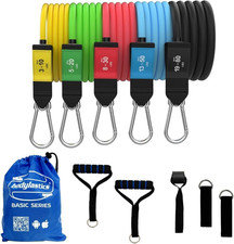Patented Basic Series Resistance Band Set - Resistance Bands with Snap Reduction