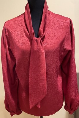 Anne Klein For New Aspects Blouse, Vintage 80 s, Sz 12, Red, Elegant, Feminine,