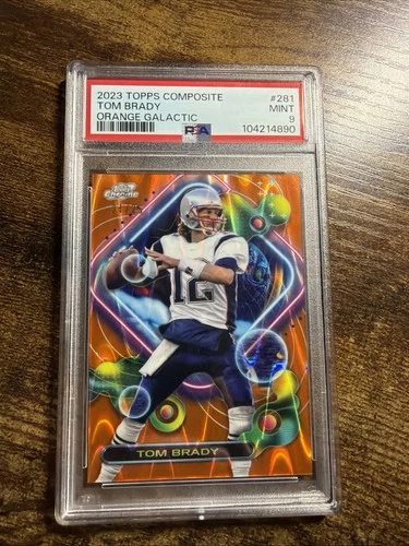 Tom Brady 2023 Topps Composite Cosmic Orange Galactic /25 #281 PATRIOTS PSA 9