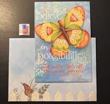Christian BIRTHDAY Card  Believe in Possibilities  Butterfly w/Env/Stamp BN