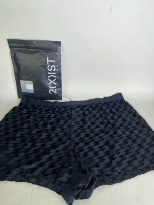 2xist Sliq Velour Boxer Shorts Checkerboard Mesh Black Mens Size XL