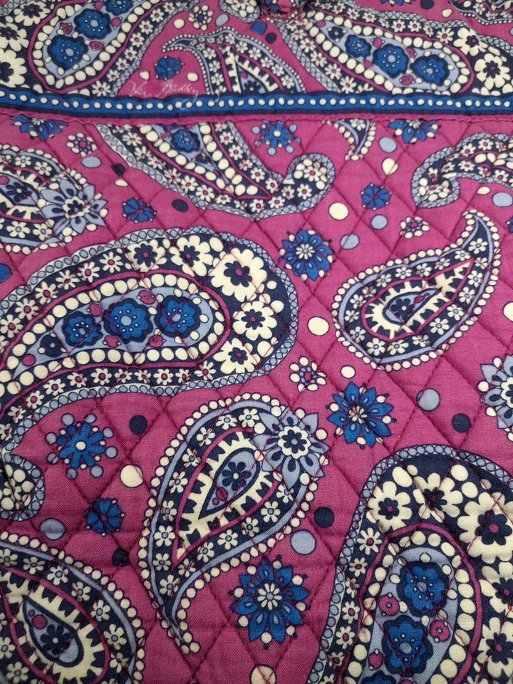 Vera Bradley Purple and Blue Paisley hook and loop Tote Shoulder Bag - Image 3 of 4