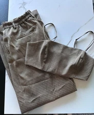 House of Harlow 1960 Two Piece Set Wide Leg Crop Top Sequin Tweed/Plaid - Small