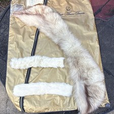 Vtg White Real Fur Coat Collar and Cuffs 3 Pc Set Matching Trim Salvage Crafts