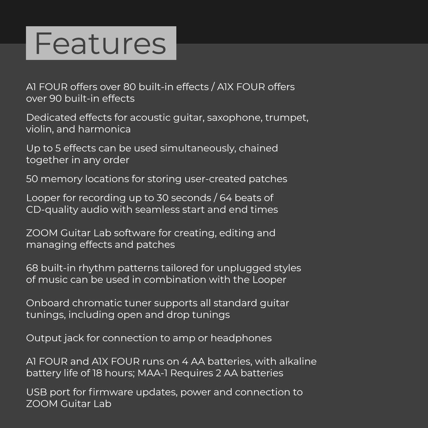 ZOOM Zoom A1X FOUR multi-effector multi-effects processor with pedal