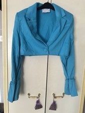 Asos Design Cropped Blazer Electric Blue Size 12 Brand New