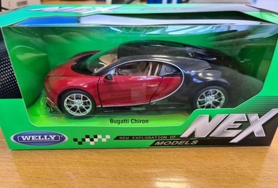 1/24   BUGATTI CHIRON RED W/BLACK DIECAST CAR BY WELLY 43738D