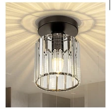 Crystal Ceiling Light Fixture, Modern Mini Semi Flush Mount Ceiling Light Fix...