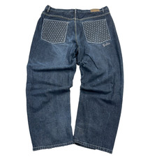 Vintage Fubu Jeans Men 42x31 Dark Blue Denim Straight Leg Baggy Hip Hop Y2K 