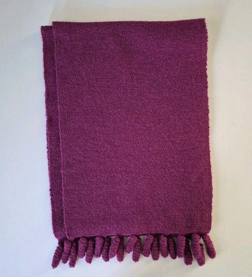 Purple 100% Alpaca Wool Soft Rectangular Neck Scarf w Fringe Womens NWOT - Image 2 of 4