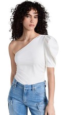 Free People Somethin Bout You One-Shoulder Thong Modern Bodysuit Ivory XL New
