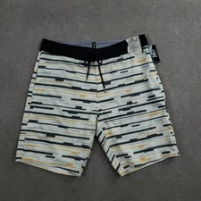 Volcom Stoneys Board Shorts Mens 32 White Striped Water-Repellent Stretch