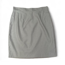 Vintage ESPRIT Pinstripe Knee-Length Skirt Beige Cream Micro Stripe - Size 11/12