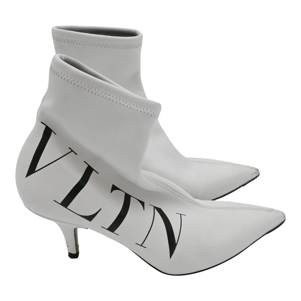 Calcetín de cuero blanco con logotipo VLTN Valentino Garavani talla 36 Foto 3 de 4