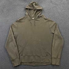 John Varvatos Hoodie Mens Large Waffle Knit Cotton Pullover Olive Green Grunge