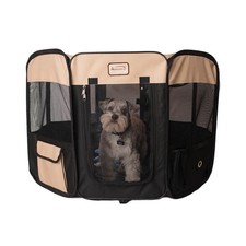Armarkat Portable Pet Playpen   Medium Dog and Cat Pen, Black  Beige