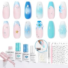 Gel Nail Polish Kit White French Jelly Pink Winter Blue Ocean Gel Polish Set ...