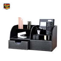 Schreibtisch Organizer Kingfom PU Leder Multifunktional Schwarz 7 FäCher