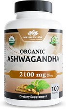 Organic Ashwagandha 2100mg - 100 vegan capsules