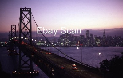 Original 35mm Kodachrome Slide San Francisco-Oakland Bay Bridge At Night 1979