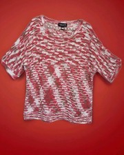 "JUTTA LEIBFRIED" DESIGNERPULLI M/L/XL HIMBEER/WEIß/LATTE 3/4 ARM NEUWERTIG