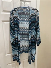Catherines Sz 3XL Gorgeous Shade of Blue Open Cardigan 3/4 Sleeve Gorgeous￼