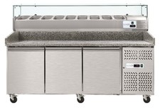Pizzatisch Pizzak&uuml;hltisch mit K&uuml;hlaufsatz 3-t&uuml;rig 202 x 80 x 100 cm EEK B NEU