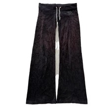 Juicy Couture Women's Faded Black Velour Flare Track Pant Loungewear Y2k Size XS