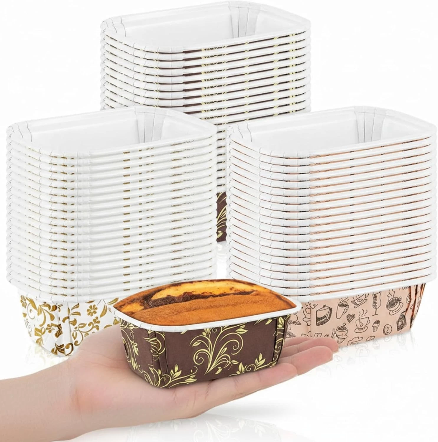 60 Pcs 3.1" x 1.6" x 1.6" Mini Paper Loaf Pan Disposable Paper Baking Loft Pans